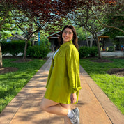Linen Long-Sleeve Button-Up - Matcha