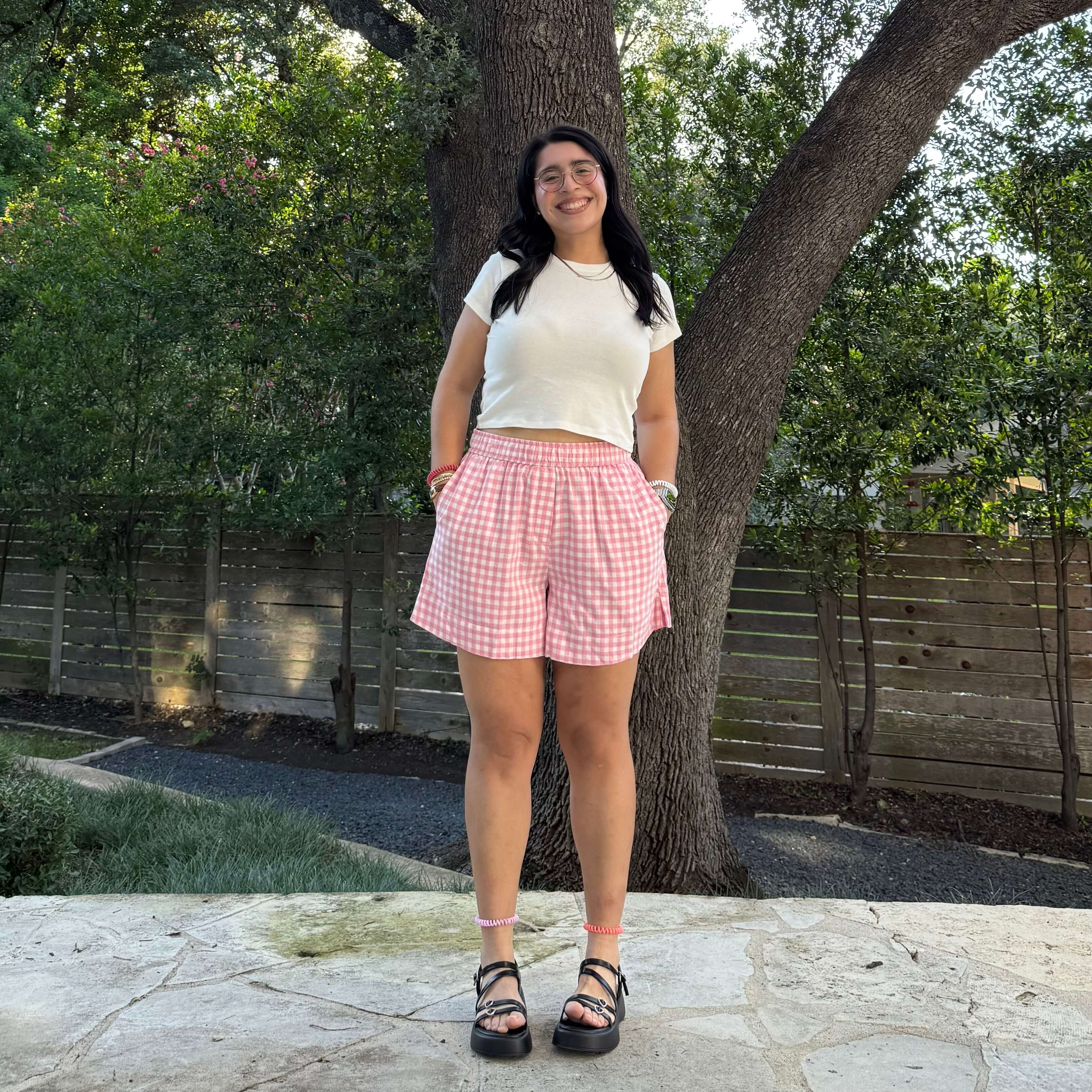 Summer Gingham Shorts - Cherry Blossom