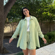 Lightweight Long-Sleeve Button-Up - Celery *Clearance Sale*